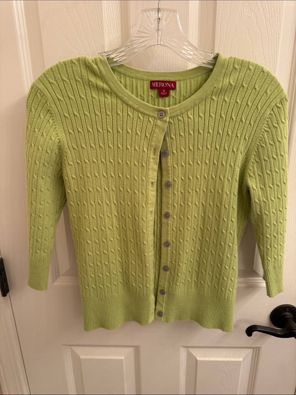 Merona Green Cable-Knit Button Cardigan